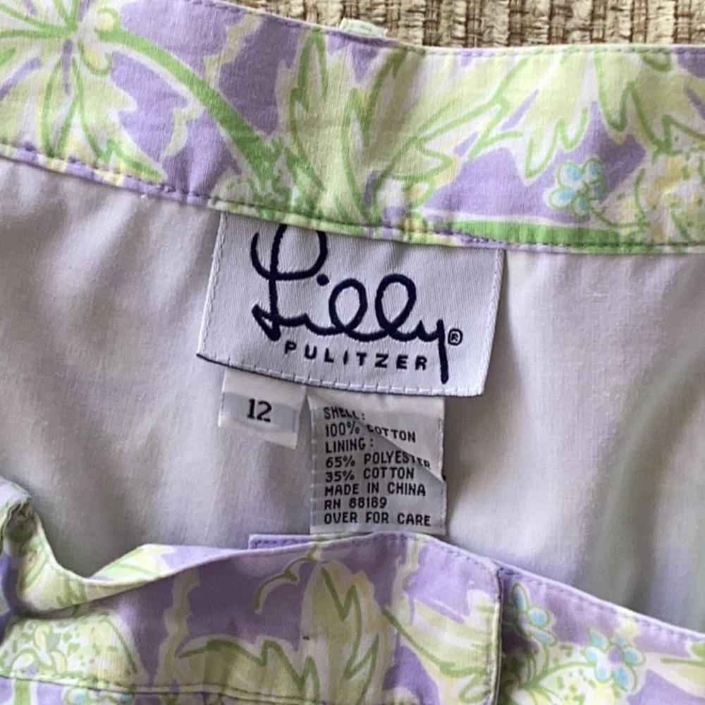 Vintage Lilly Pulitzer Lilac & Light Green Shorts Sz 12 - Picture 7 of 14